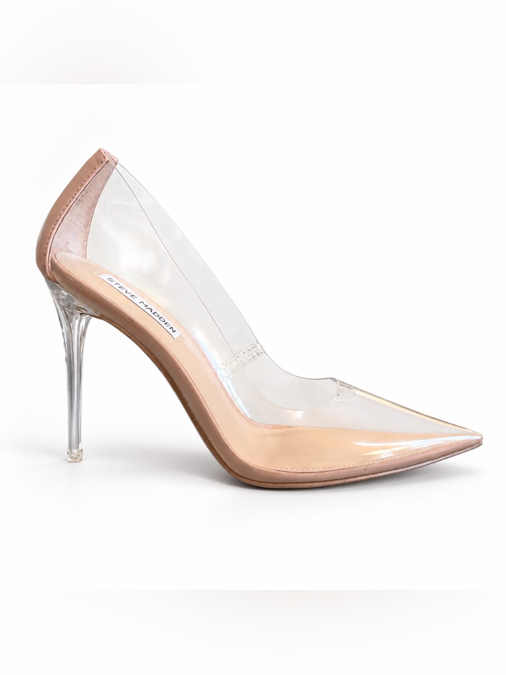 Steve Madden Vala Stiletto Pumps Clear PVC Nude Pointed Toe Size 9M